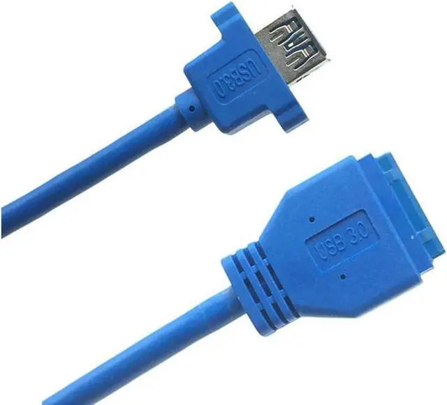 Alt view image 3 of 3 - Single Port USB 3.0 Female Screw Mount Panel Type To Motherboard 20Pin Cable 0.5M 50cm