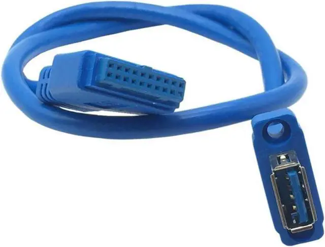 Main image of Single Port USB 3.0 Female Screw Mount Panel Type To Motherboard 20Pin Cable 0.5M 50cm