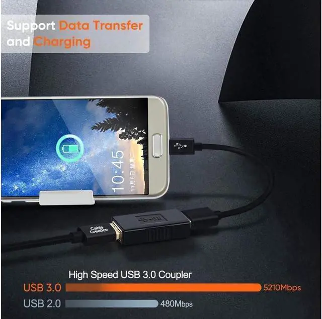 Alt view image 4 of 7 - USB 3.0 Coupler 2 Pack USB 3.0 Type A Female to Female Extension Adapter USB to USB Adapter Black