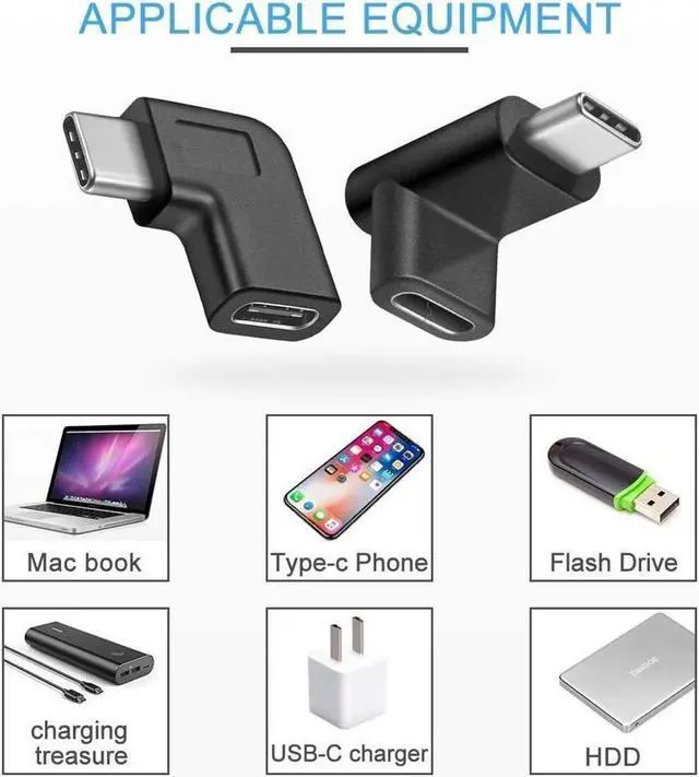 Alt view image 2 of 6 - USB C 90 Degree Adapter Guamar Type C Male to Female Extension Adapter Right & Left and Upward & Downward Angled USB 3.1 Connector for Laptop Tablet Android Mobile Phone MacBook Pro/Air 2 Pack