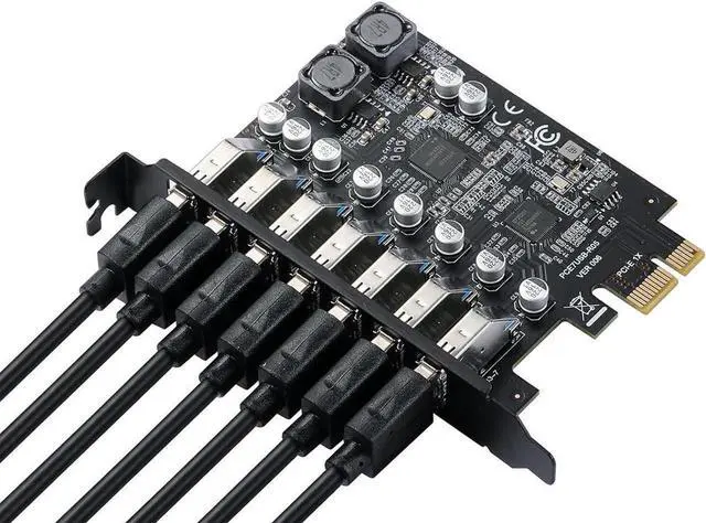 Alt view image 5 of 6 - PCIe to 7 Ports USB 3.0USB Expansion Card, PCI-e x1 to 5Gbps USB Hub Controller Adapter for Windows 11/10/8/7/XP/Vista,with Full-Profile PCI Slot Cover