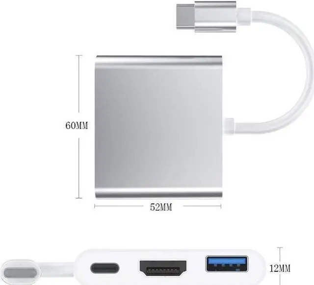 Alt view image 2 of 6 - USB C to HDMI adapter 4K cable, Type C to HDMI multi-port AV converter with USB 3.0 charging port, suitable for MacBook Pro 13/15 (Thunderbolt 3)/Chromebook Pixel/XPS13/Samsung Galaxy S10/S9/S8 Plus