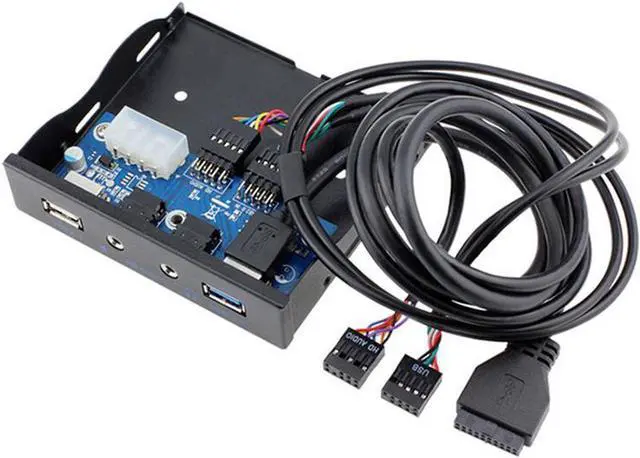 Alt view image 4 of 5 - USB 3.0 + USB 2.0 2-Port 3.5 Inch Metal Front Panel Hub w/ HD Audio Output Port & Microphone Input,USB 20-pin & 10-pin to USB Type-A Femal Adapter Cable w/ 3.5" Floppy Bay Bracket