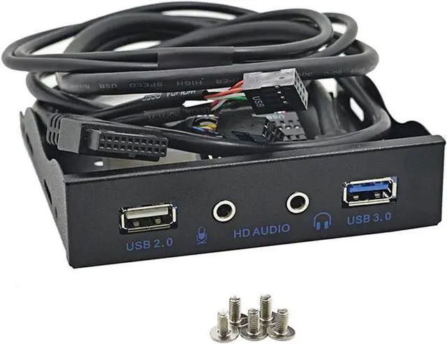Alt view image 5 of 5 - USB 3.0 + USB 2.0 2-Port 3.5 Inch Metal Front Panel Hub w/ HD Audio Output Port & Microphone Input,USB 20-pin & 10-pin to USB Type-A Femal Adapter Cable w/ 3.5" Floppy Bay Bracket
