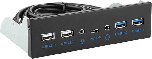 Main image of 5.25" Optical Drive USB Type C (10Gbps) Front Panel Computer Case Expansion Board w/ USB 3.1 Motherboard Header 20Pin Key-A,7 Ports Support Type-C, USB 3.0, USB 2.0, HD Audio & Microphone