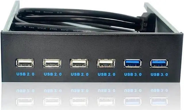 Alt view image 3 of 3 - PC Case 5.25 inch front panel 6 Ports USB Hub,2 Ports USB 3.0 & 4 Ports USB 2.0,2.6ft USB Type A Female to motherboard Adapter Cable