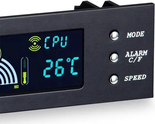Alt view image 7 of 7 - Computer 5.25" Front Panel Bay 3 Channel automatic temperature CPU Case fan speed controller w/ HDD PC Temp Sensor LED Display