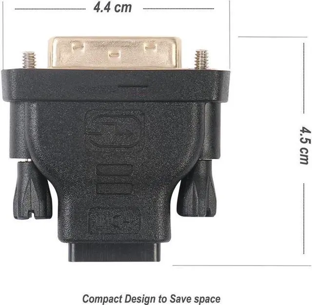 Alt view image 4 of 4 - DVI to HDMI, Bidirectional DVI (DVI-D) to HDMI Male to Female Adapter with Gold-Plated Cord 2 Pack