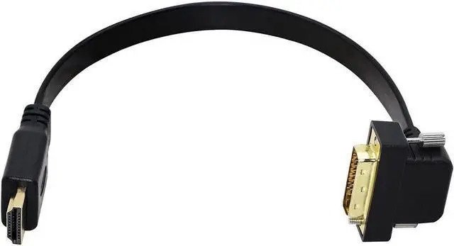 Alt view image 2 of 6 - DVI to HDMI HDMI to DVI Flat Cable DVI-D to HDMI Adapter Bi-Directional Right Angle Gold-Plated DVI(24+1) Monitor Cable for PC Laptop HDTV Porjecto (DVI-HDMI Male)