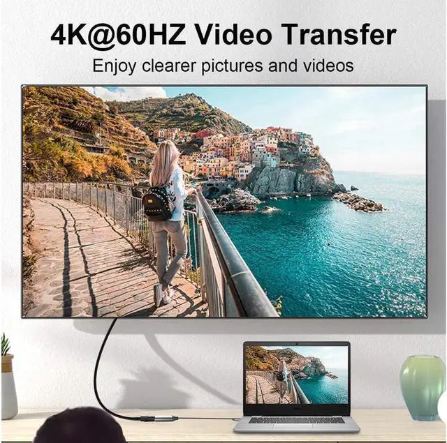 Alt view image 5 of 6 - USB C to HDMI Adapter, USB C Male to HDMI Female Cable HDMI to USB C Converter Compatible for MacBook, iPad Pro, Pixelbook, XPS, Galaxy, and More