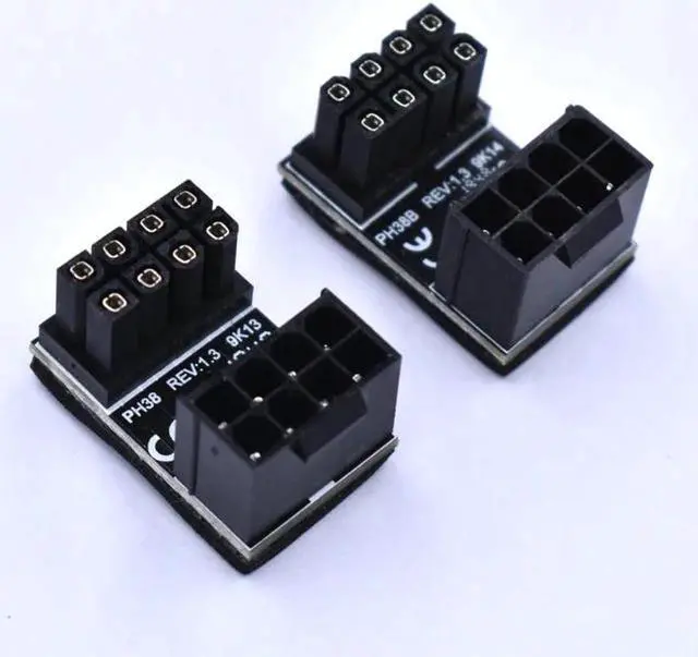Main image of 2pcs/lot 90 Degree Right Angle PCI-E 6Pin/8pin GPU Power Female to Male Adapter for Desktop PC Graphics card