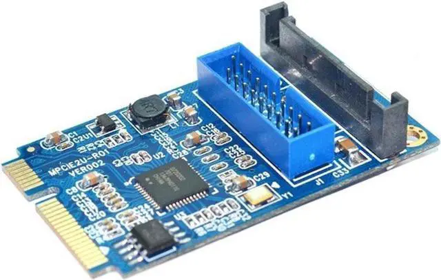Alt view image 6 of 6 - Motherboard Mini PCI Express to Dual USB 3.0 20-pin Expansion Card Adapter,Mini PCIe PCI-e to 2 ports USB 3.0 w/ SATA power