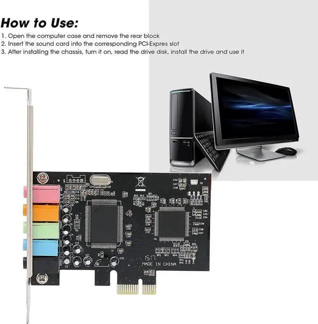 Alt view image 7 of 7 - PCIe Sound Card, Sound Card 6 Channels Stereo Desktop Audio Signal Conversion Hardware with Driver CD for Windows 7/Vista/XP 32/64bit