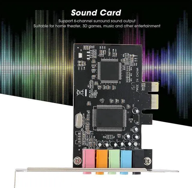 Alt view image 6 of 7 - PCIe Sound Card, Sound Card 6 Channels Stereo Desktop Audio Signal Conversion Hardware with Driver CD for Windows 7/Vista/XP 32/64bit