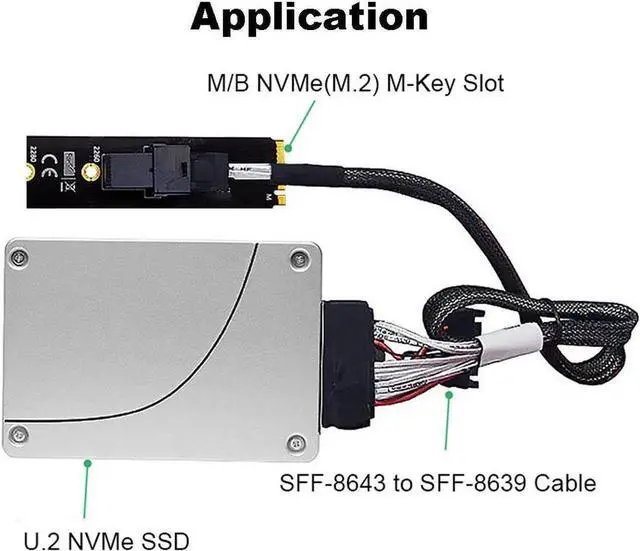 Alt view image 4 of 6 - M-Key NVMe M.2 to SFF-8643 Adapter Expansion Card, MiniSAS to NVMe PCIe 4.0 Card for U.2 (SFF-8639) NVMe SSD - Support Intel 750 SSD