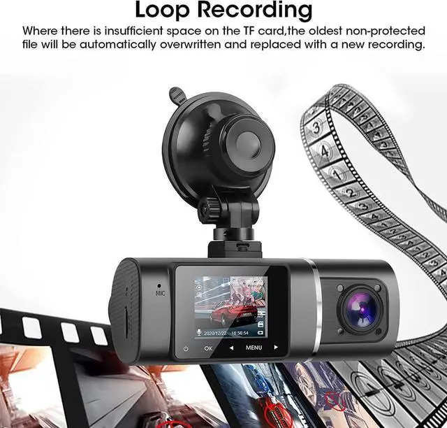 Alt view image 7 of 7 - Dual Dash Cam Hardwire Kit Included FHD 1080p+1080p Front Inside Cabin Car Camera Driving Recorder with Infrared Night Vision WDR G-Sensor Parking Monitor Loop Recording for Taxi Rideshare