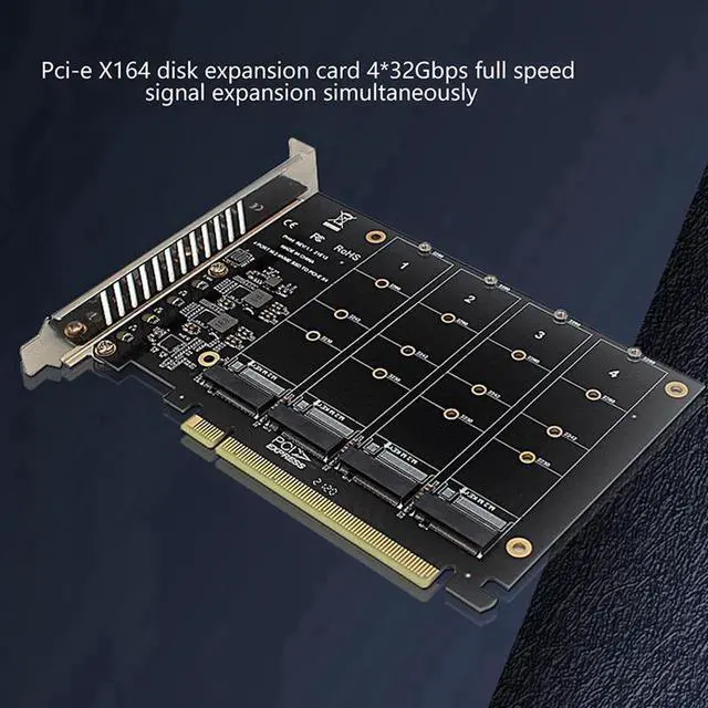 Alt view image 3 of 4 - PCIE 4-Port M.2 NVEM SSD Expansion Card Computer Motherboard Solid State Drive Expansion Card