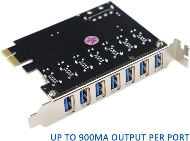 Alt view image 2 of 3 - PCIe to USB 3.0 7-Port PCI Express Expansion Card PCI-E USB3.0 Hub with Molex Power Connector Support UASP Windows 10,8.1,8,7,XP