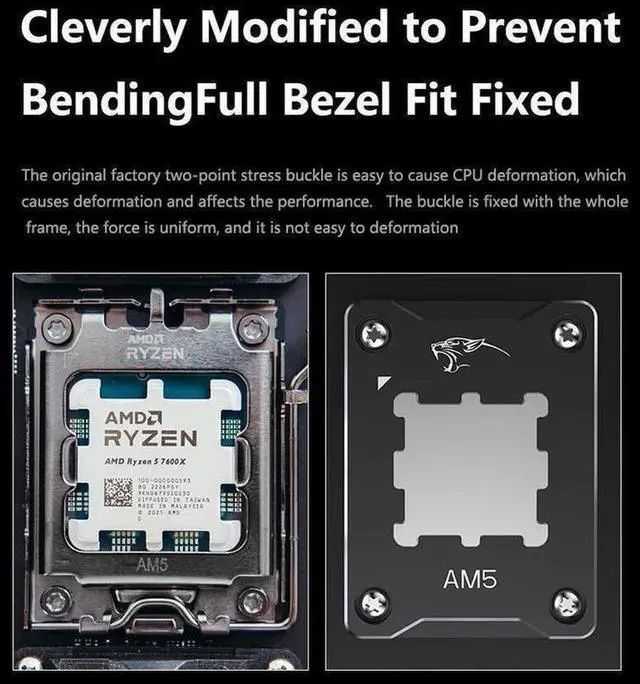 Alt view image 5 of 6 - CPU Contact Frame Anti-Bending Buckle for AMD AM5 Aluminum Corrector Bracket Holder,AM5 Full-fit Fixed Non-Marking Mounter Fixing Frame, CPU Cooler Standard for X670 B650,Black