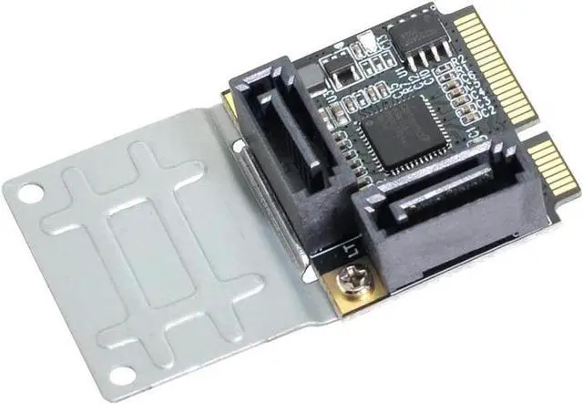 Alt view image 6 of 6 - Mini PCIe to 2 Ports SATA III Adapter Converter,Low Profile Dual SATA Mini PCI Express Half Size Extension Controller Card for SATA 3.0 Hard Drive, 6Gpbs SSD,DVD ROM- with Full Size Bracket