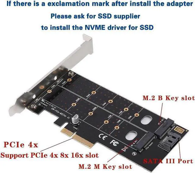Alt view image 4 of 6 - Dual M.2 PCIe Adapter, M2 SSD NVME (m-Key) or SATA (b-Key) 22110 2280 2260 2242 2230 to PCI-e 3.0 x4 Host Controller Expansion Card for Desktop PCI Express Slots