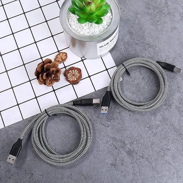 Alt view image 4 of 7 - USB 30 Cable A Male to B Male 2Pack 6ft long USB 3 Cable braided USB 30 A to B Cable Cord White