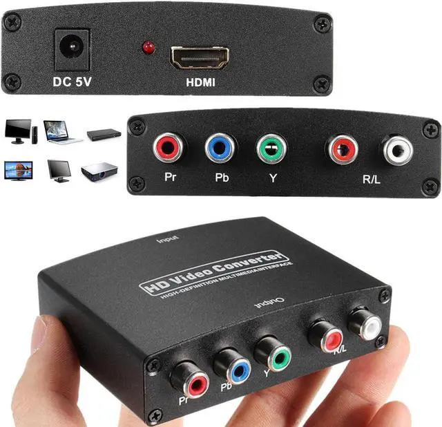 Alt view image 2 of 7 - HDMI to 1080P Component Video (YPbPr) Converter with Scaler,HDMI to Component Adapter Support Coaxial Audio Output and R/L Audio(Black)