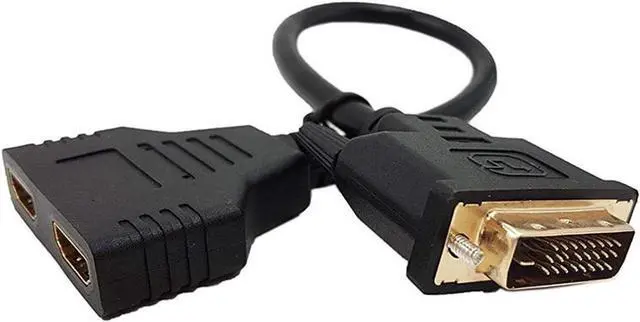 Alt view image 2 of 2 - DVI to HDMI Cable, Gold-Plated DVI-D(24+1) Male to Dual HDMI Female 1080p HDMI Video Adapter Splitter Cable (Only 1 output device should be active at any time)