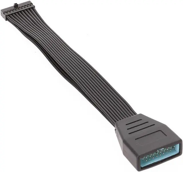 Main image of Low Profile Header USB 3.0 19/20 Pin Internal Extension Male to Female Adapter Flat Cable for Motherboard -Solve the problem that the USB port is blocked by graphics card - 6 inches