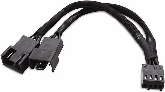 Main image of Black Net Jacket Sleeved 6 inch 1 to 2 Motherboard PWM Fan 4-pin Power Splitter Hub Adapter Cable