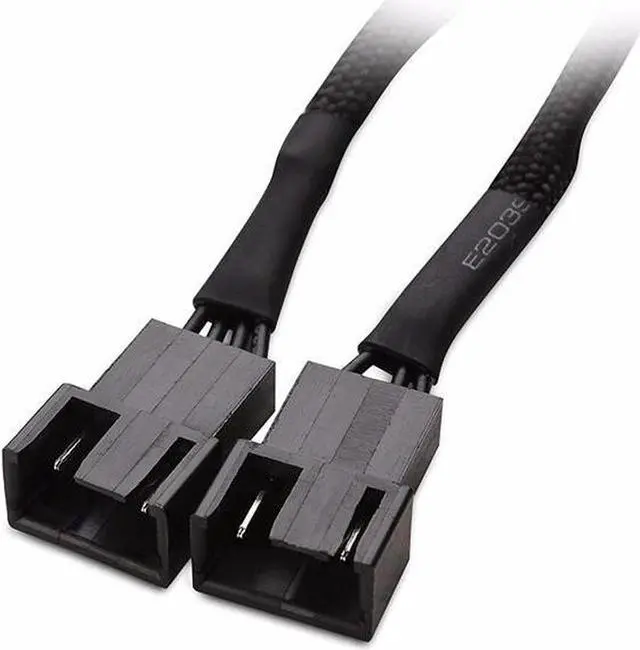 Alt view image 3 of 4 - Black Net Jacket Sleeved 6 inch 1 to 2 Motherboard PWM Fan 4-pin Power Splitter Hub Adapter Cable