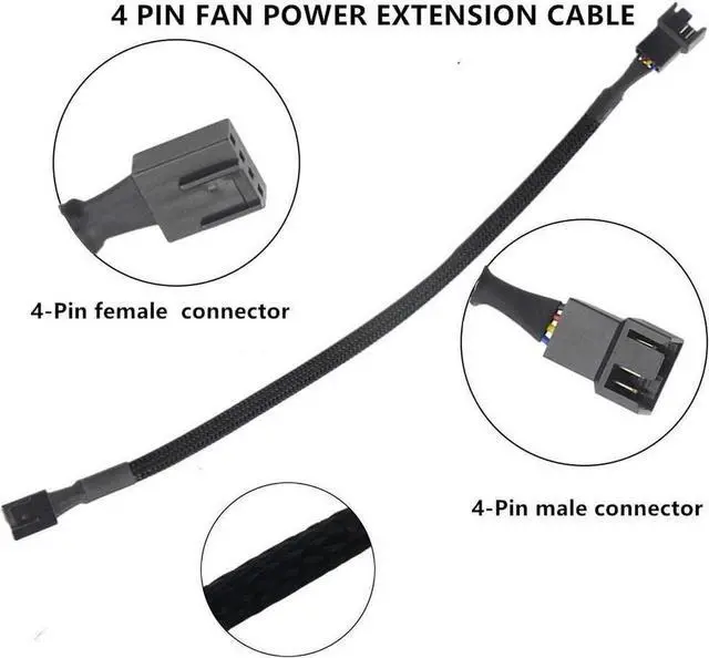 Alt view image 2 of 6 - 10 PCS 10" 4 Pin Fan Extension Power Cable Computer PC Fan Power Extension Cable for PWM Fan Computer ATX Case
