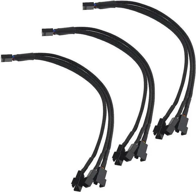 Alt view image 5 of 7 - 5 PCS Fan Splitter Cable 4 Pin Y Splitter 1 to 3 Converter PC Fan Power Extension Cable for PWM Fan Case Computer ATX Case