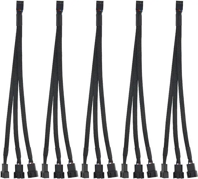 Main image of 5 PCS Fan Splitter Cable 4 Pin Y Splitter 1 to 3 Converter PC Fan Power Extension Cable for PWM Fan Case Computer ATX Case