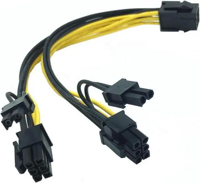 Alt view image 4 of 5 - PCIe Power Splitter Cable, Video Card Dual 8 Pin to PSU 6-pin Power Adapter Cord,GPU PCI Express Card 6pin to 2 x 8pin(6+2) Internal Power Cable for Ethereum Mining - 8 Inches