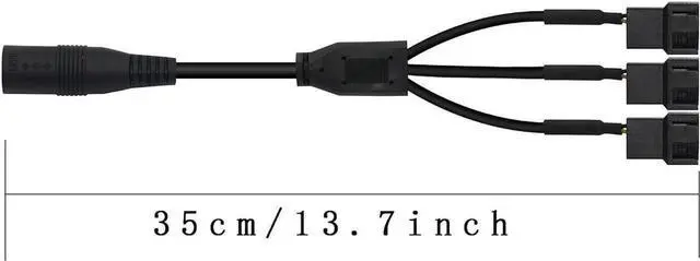 Alt view image 5 of 7 - 35cm 5.5x2.1mm DC Plug to 3 x 3 Pin or 4 Pin Computer PC Case Fan Power Splitter Adapter Cable