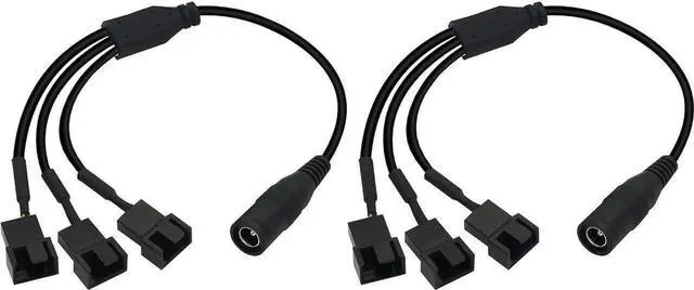 Main image of 35cm 5.5x2.1mm DC Plug to 3 x 3 Pin or 4 Pin Computer PC Case Fan Power Splitter Adapter Cable