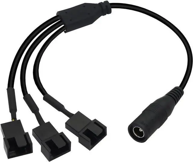 Alt view image 2 of 7 - 35cm 5.5x2.1mm DC Plug to 3 x 3 Pin or 4 Pin Computer PC Case Fan Power Splitter Adapter Cable