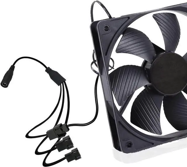 Alt view image 7 of 7 - 35cm 5.5x2.1mm DC Plug to 3 x 3 Pin or 4 Pin Computer PC Case Fan Power Splitter Adapter Cable