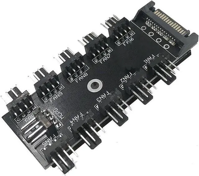 Alt view image 2 of 4 - 2-Pack 10 Port PWM 4 Pin Fan Splitter Hub Adpater, SATA Powered 10 Channels 3 Pin / 4Pin CPU Case Fan Cooler Splitter,Support PWM Fan Speed Controller
