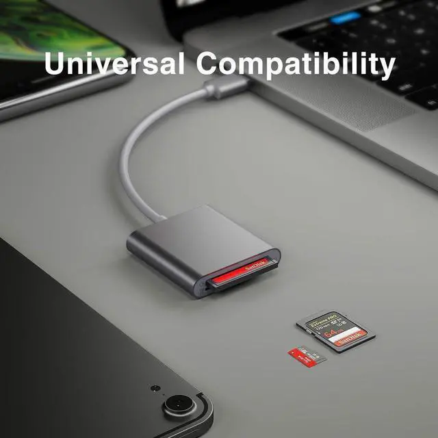 Alt view image 7 of 7 - SD Card Reader USB 3.0 3 Port Memory Card Reader Writer Compact Flash Card Adapter for CF/SD/TF Micro SD/Micro SDHC/MD/MMC/SDHC/SDXC UHS-I Card for Windows & Mac - Aluminum