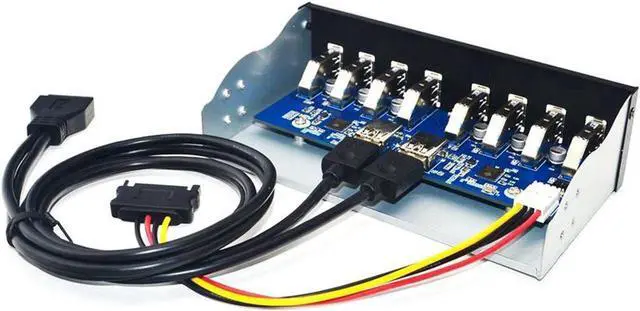 Alt view image 4 of 4 - 8 Ports USB 3.0 Hub 5.25" Front Panel Internal CD-ROM Bay Bracket, 8 x USB 3.0 Type A Female to Motherboard USB 20 pin Hub Splitter Adapter,USB 20pin to 8 USB 3.0 Splitter