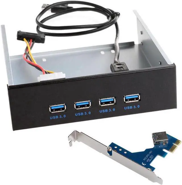Alt view image 2 of 3 - 4 Ports USB 3.0 Front Panel Splitters HUB USB 3.0 PCI Express PCI-E Card Adapter 5.25" Front Panel Expansion Bay for PC Computer