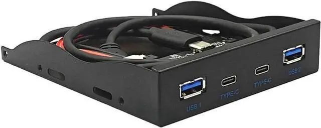 Alt view image 2 of 6 - USB 3.2 10Gbps USB Front Panel Hub 3.5 inch Floppy Bay 2x Type-C and 2x USB-A 4 Ports Computer Case Expansion Adapter,USB 3.2 Motherboard Header 20Pin Key-A Type-E to 4 USB Splitter-2FT Cable
