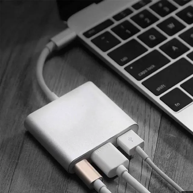 Alt view image 2 of 5 - USB C to HDMI adapter 4K cable, Type C to HDMI multi-port AV converter with USB 3.0 charging port, suitable for MacBook Pro 13/15 (Thunderbolt 3)/Chromebook Pixel/XPS13/Samsung Galaxy S10/S9/S8 Plus