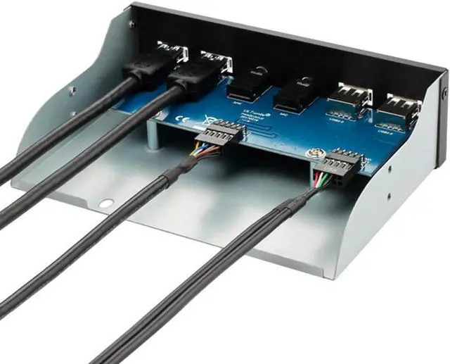 Alt view image 4 of 5 - 5.25 Inch Front Panel 4 Ports USB Hub w/ HD Audio Output Port & Microphone Input,2 Port USB 3.0 & 2 Ports USB 2.0 Hub w/ Stereo Audio Mic 5.25" CD-ROM Bay Bracket