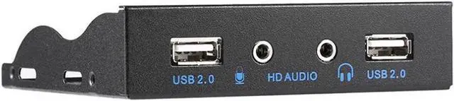 Main image of USB 2.0 Desktop PC Case 3.5" Front Panel Audio, USB 9 Pin to 2 Ports USB 2.0 Female Splitter Hub Floppy Bay Panel w/ HD Stereo Audio & Microphone - 2 Feet 9Pin Cable, Black
