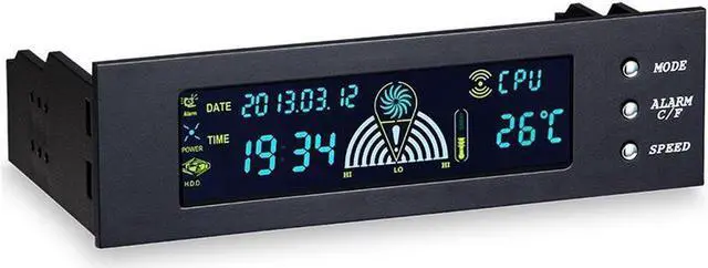 Main image of Computer 5.25" Front Panel Bay 3 Channel automatic temperature CPU Case fan speed controller w/ HDD PC Temp Sensor LED Display