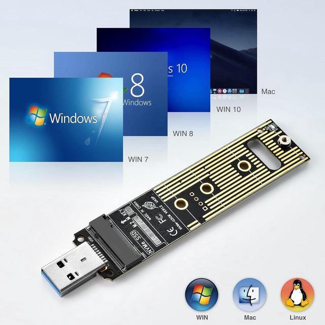 Alt view image 7 of 7 - NVME to USB Adapter M.2 NVME Hard Drive USB3.1 Gen2 10Gbps USB to NVME PCI-E Converter Reader M Key Support UASP for 2280 2260 2242 2230 SSD (Only for M.2 NVME)