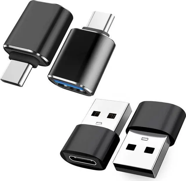 Main image of USB C Male to USB Female Adapter(2 Pack)&USB Male to USB C Female Adapter (2 Pack) Supports SuperSpeed Data Transfer & Fast Charging Black